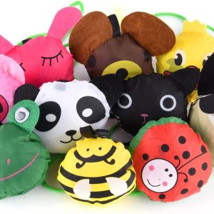 10PCS Folding Shopping Bags Reusable Shopping Tote Bags Compact Eco Periodic Duty Recycling Use Shopping Bags (Animals)