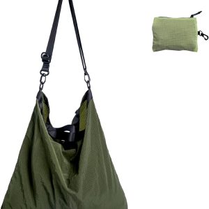 Lightweight Foldable Nylon Crossbody Bag, NO ZIPPER, Compact Polyester Packable Totes, Collapsible Handbag for Travel