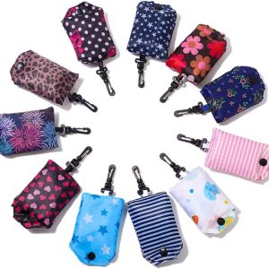 Foldable Reusable Grocery Shopping Tote Bags, 6 Pack Eco-friendly Travel Recycle Shopping Bags Folding to fits in Pocket, Waterproof and Machine Washable