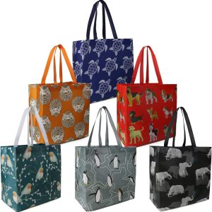 Animal Reusable Grocery Bags - W13*H13*D7 6 Packs Lightweight Shopping Totes with Long Handles, Water Resistant,Durable and Portable - Perfect for Groceries, Supermarket, Gifts, and More